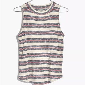 Madewell Mockneck Tank Top in Lawton Stripe - XL